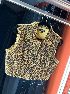 🐆 Southpole Limited Edition Leopard Denim Vest 🐾 🐆 Size Large